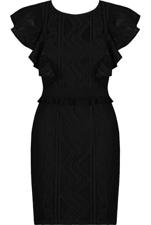 Black Butterfly Sleeves Lace Shift Dres