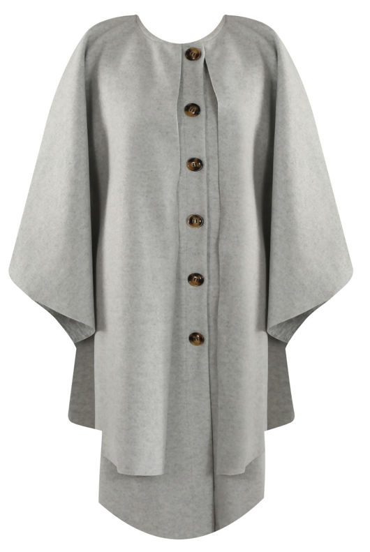 Caped Button Front Overcoat