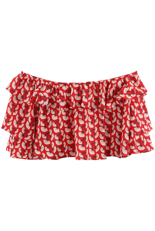 Red Printed Flowing Off The Shoulder Top