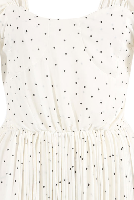 White Polka Dot Pleated Off Shoulder Palazzo Jumpsuit