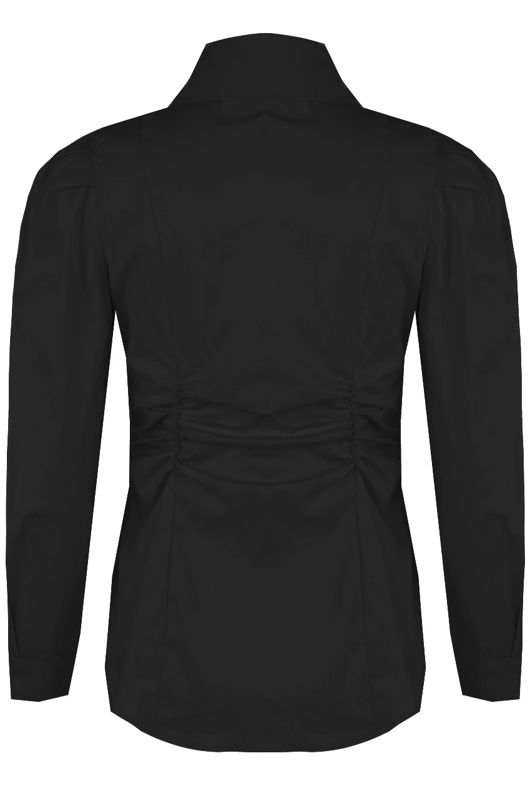 Black Ruched Waist Fitted Shirt