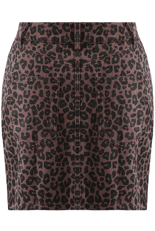 Plum Leopard Denim Mini Skirt