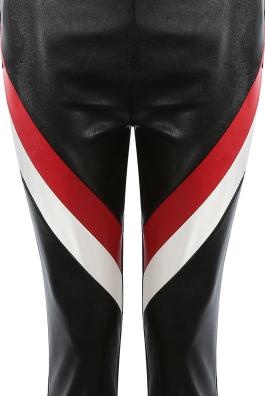 Faux Leather V Pattern Sheeny Pants