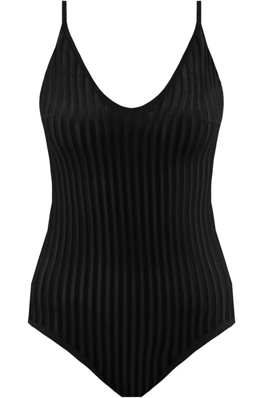 Black Velvet Stripes Cami Bodysuit
