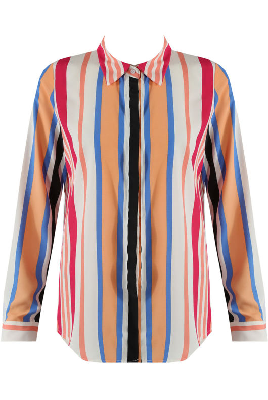 Red Stripes Hidden Placket Shirt