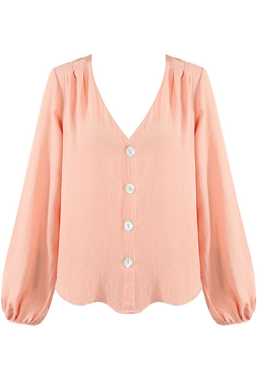 Rose V Neck Button Up Blouse