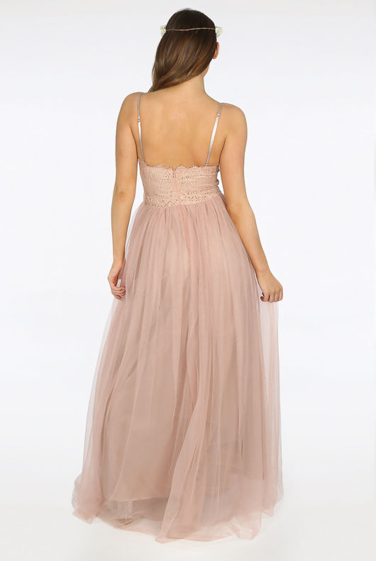 Taupe Cami Lace Bodice Maxi Dress