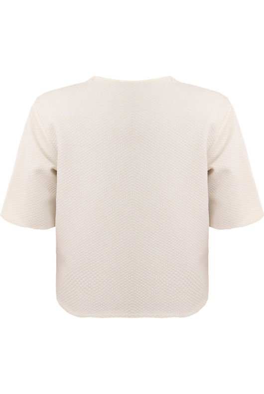 Cream Lurex Embroidery Hem Top