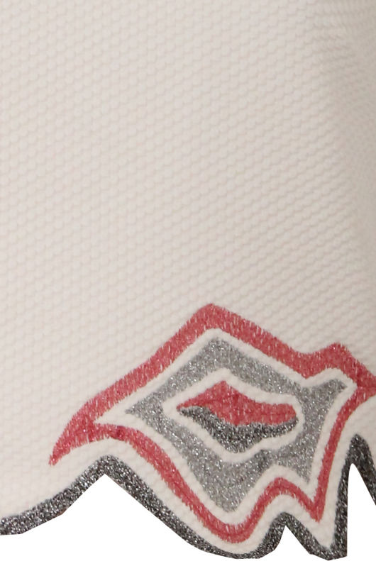 Cream Lurex Embroidery Hem Top