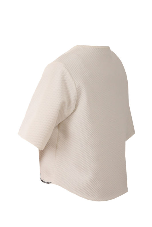 Cream Lurex Embroidery Hem Top