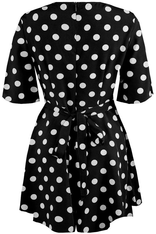 Black Tailored Polka Dot Playsuit