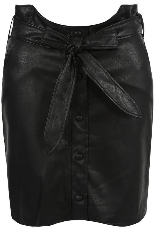Black Knotted Back Zip Up Mini Skirt