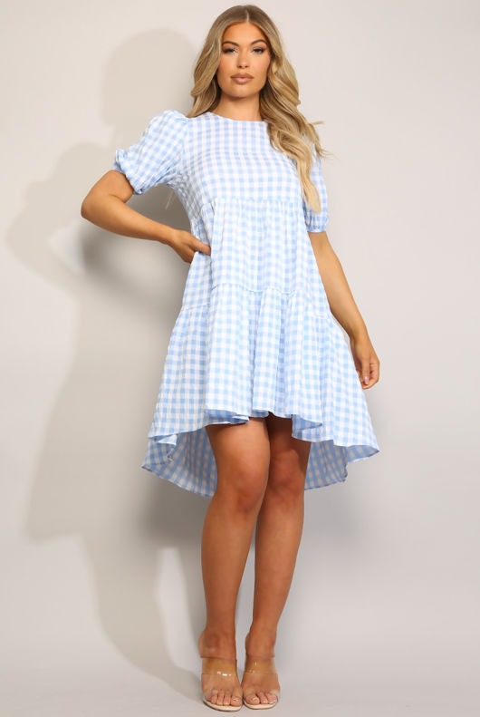  Blue Gingham Smock Dress