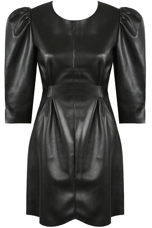 Black Faux Leather Midi Dress