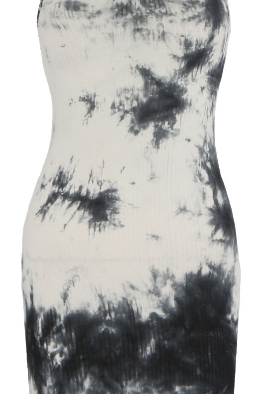 Black Tie Dye Print Muscle Back Mini Dress