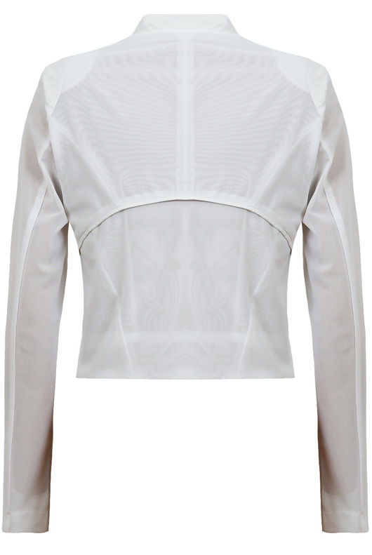  White PVC Trim Light Showerproof Long Sleeved Jacket