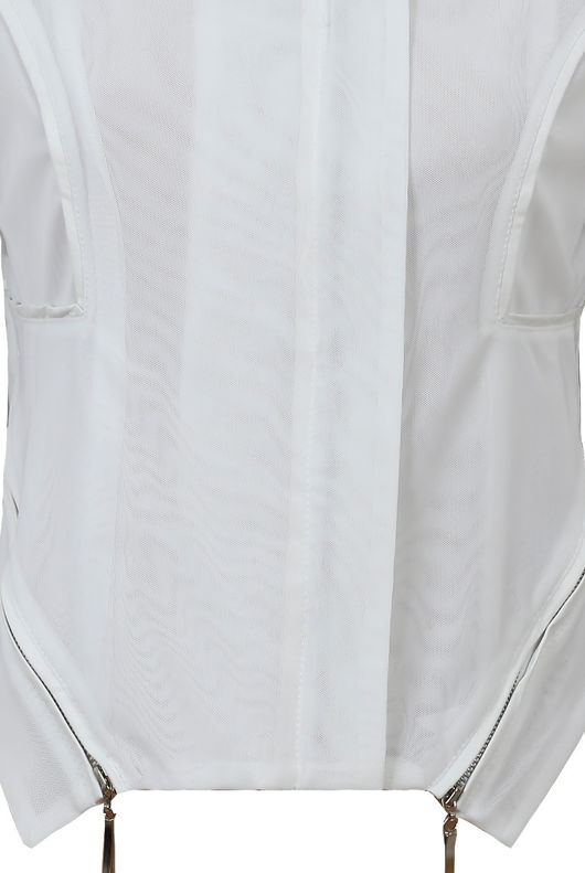  White PVC Trim Light Showerproof Long Sleeved Jacket