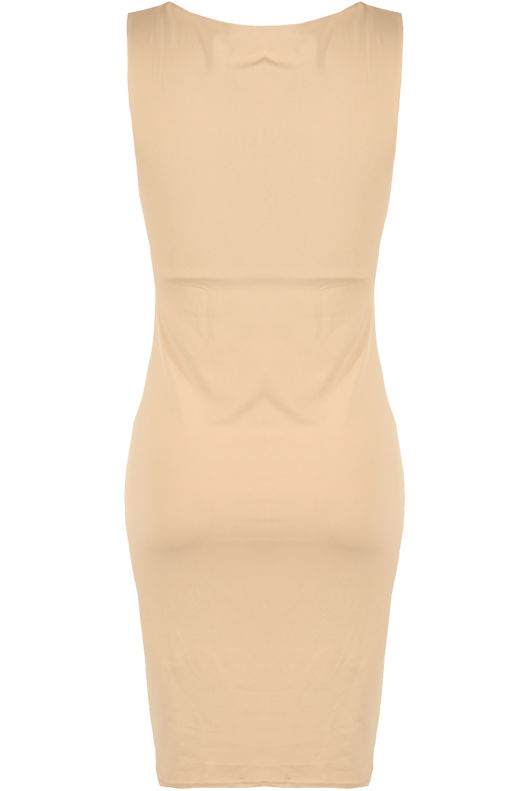 Beige Square Neck Bodycon Dress