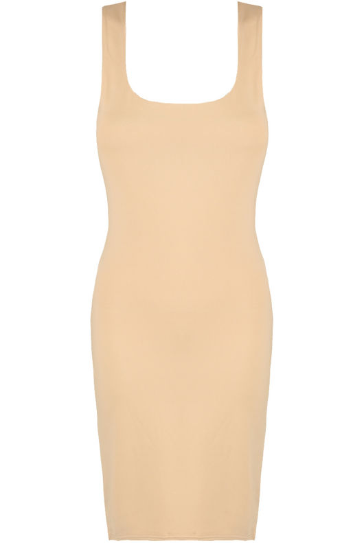 Beige Square Neck Bodycon Dress