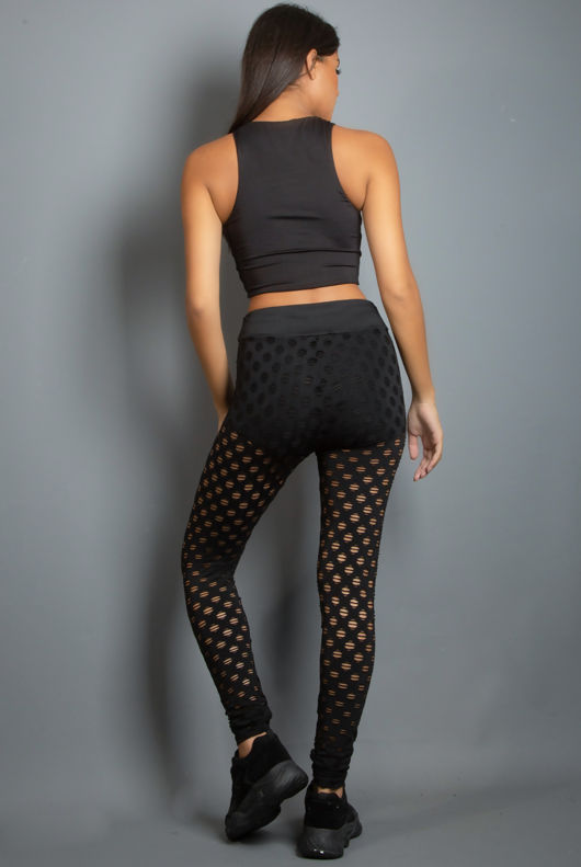 Black High Waist Netted Leggings