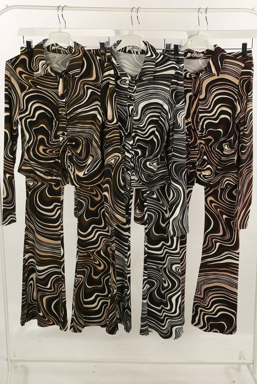 Brown Marble Print Shirt & Flare Trouser Set