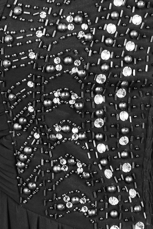 Black Diamante Stud Detailed Front Slit Maxi Dress