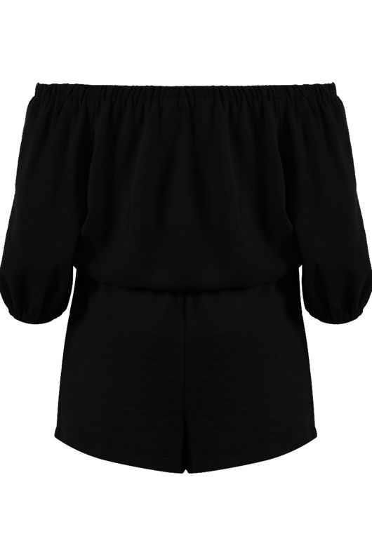 Black Bardot Pockets Detail Playsuit