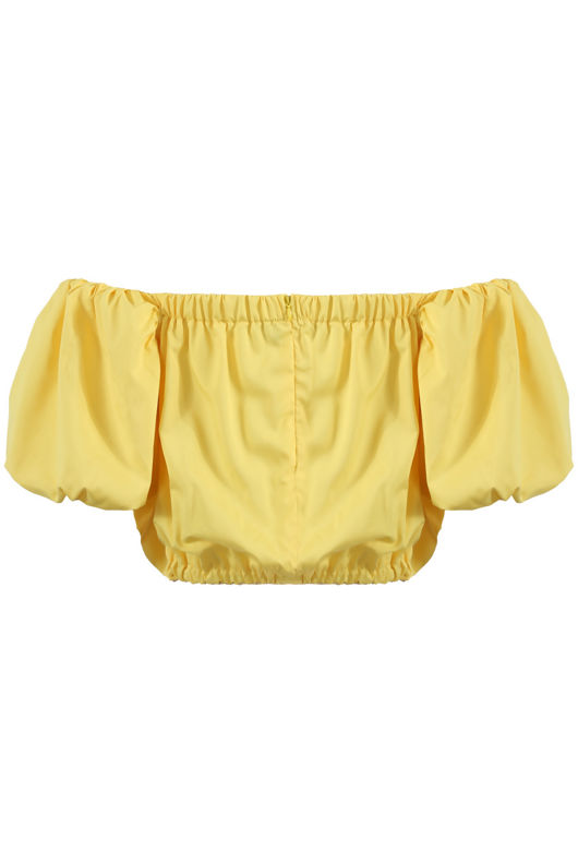 Yellow Elasticated Bardot Crop Top