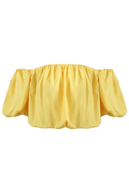 Yellow Elasticated Bardot Crop Top