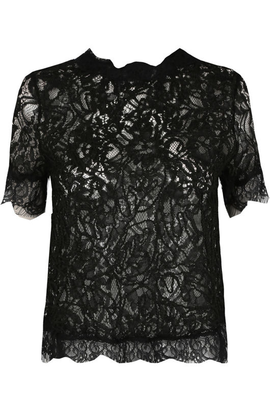 Black lace Embroidered Back Zip Up Top