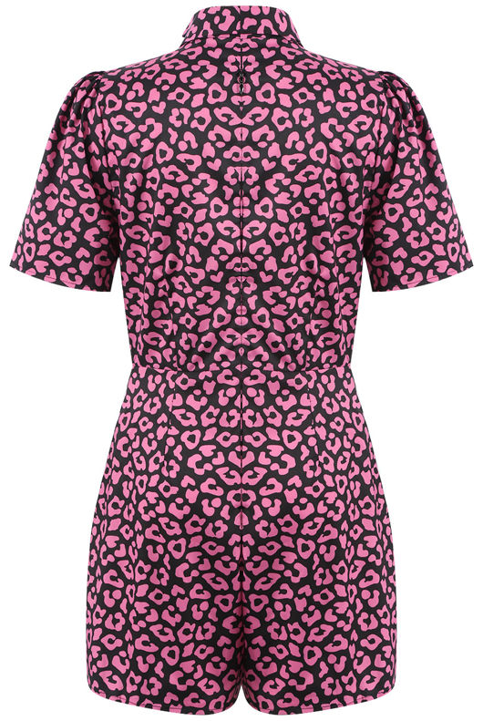 Leopard Printed Overlap Fuchsia Playsuit
