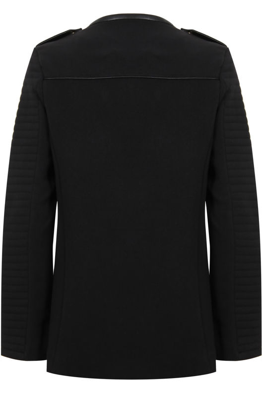 Black Contrast Detail Round Neck Jacket 