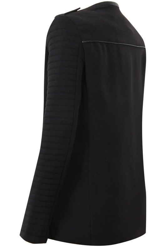 Black Contrast Detail Round Neck Jacket 
