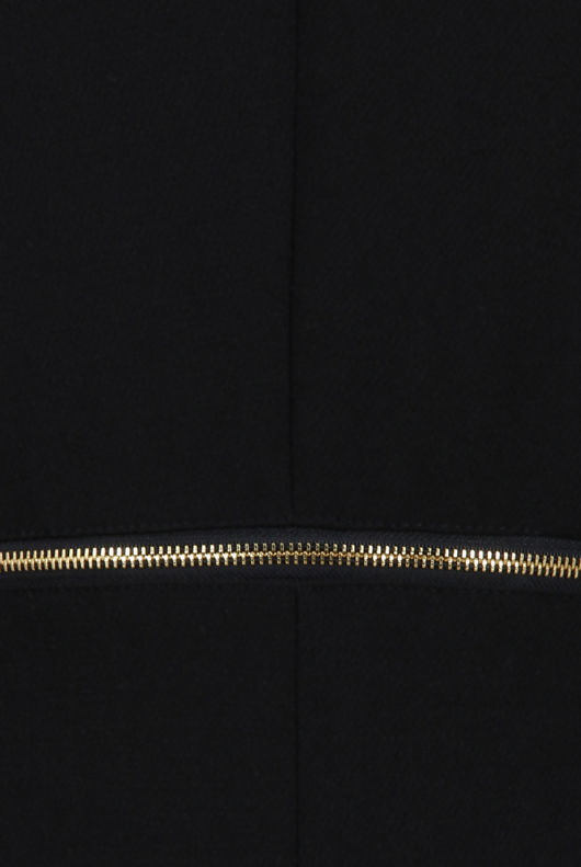 Black Zip Detail Long Double Pocket Coat