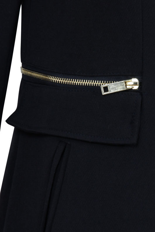 Black Zip Detail Long Double Pocket Coat