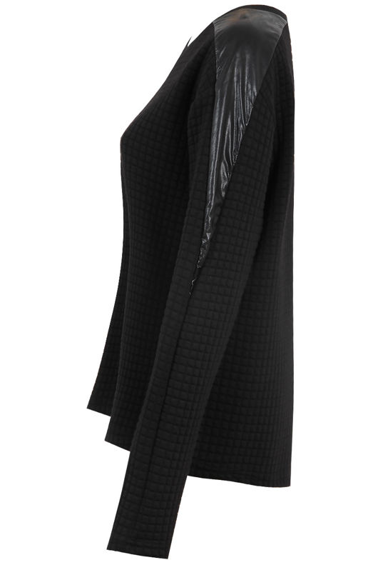 Black PVC Patch Detail Bubble Textured Jumper