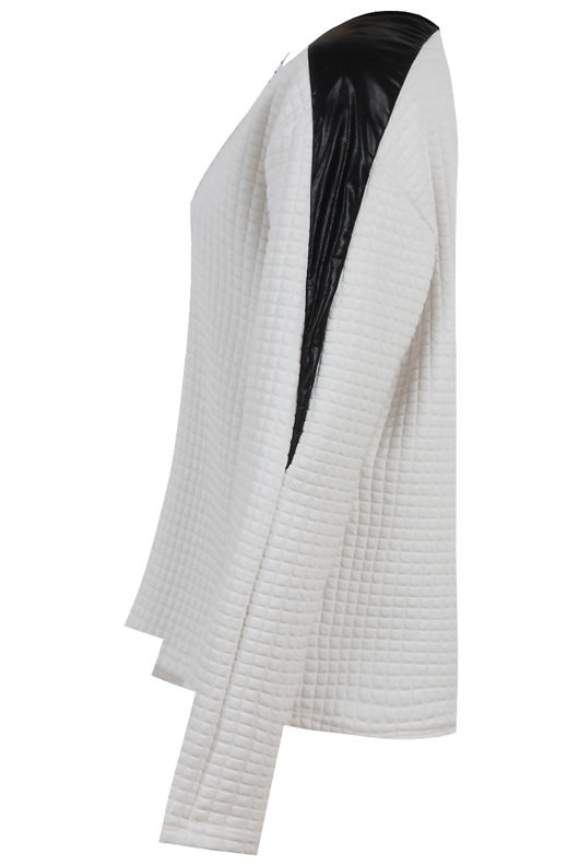 Cream PVC Patch Detail Bubble Textured Jumper