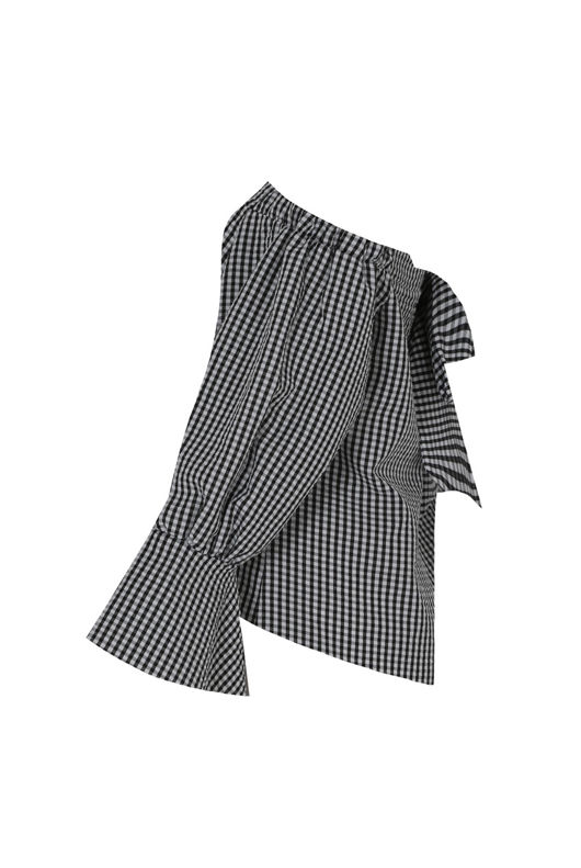 Striped Off Shoulder Back Tie Up Tops