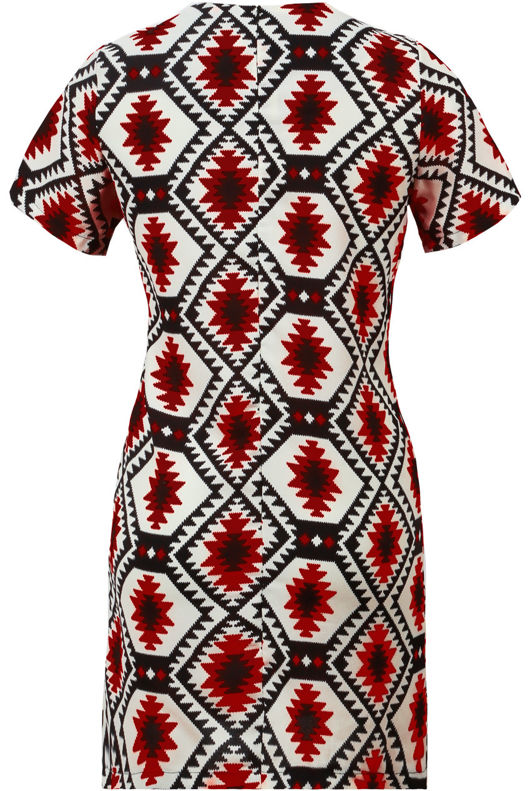 Burgundy Bold Diamond Print Shift Mini Dress