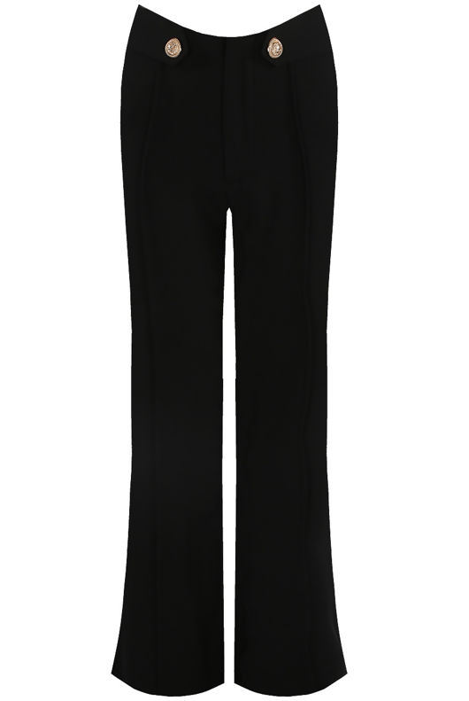 Black Tailored Wide Leg Trouser With Button Detail
