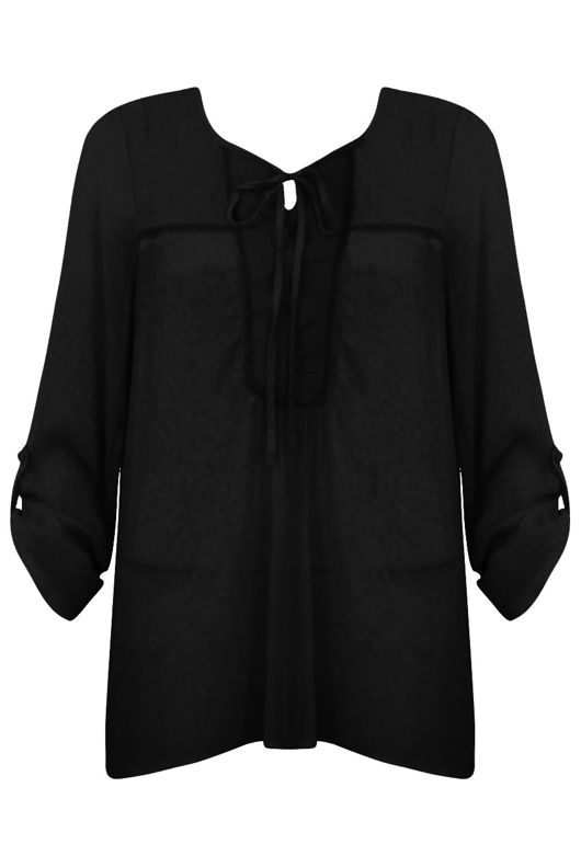 Cheesecloth Tie Neck Blouse - 3 Colours Pack