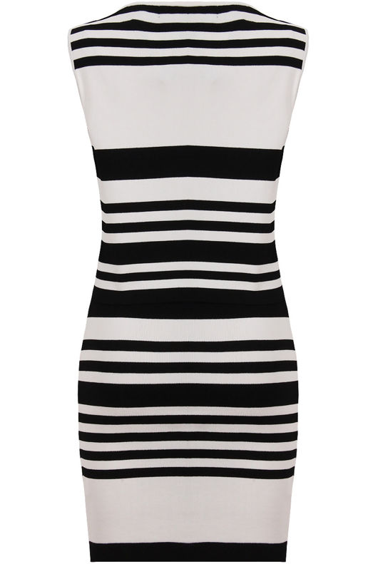 Monochrome Nautical Stripe Print Fine Knit Tops & Skirt Set