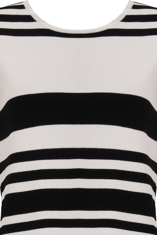 Monochrome Nautical Stripe Print Fine Knit Tops & Skirt Set