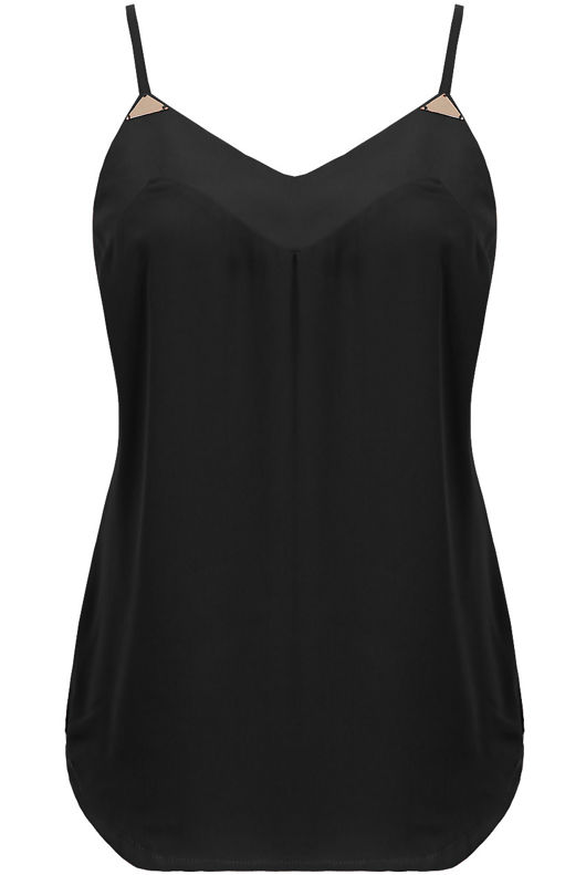 Black Chiffon Cami Gold Plated Top