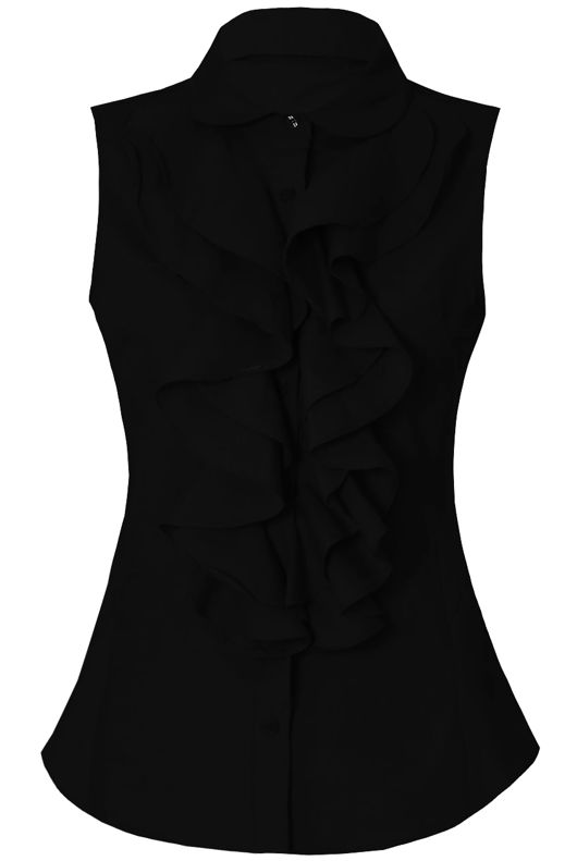 Black Ruffle Front Shirt
