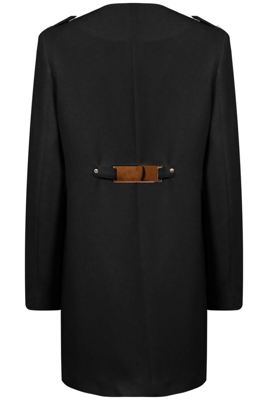 Black Long Zipped Up Long Coat