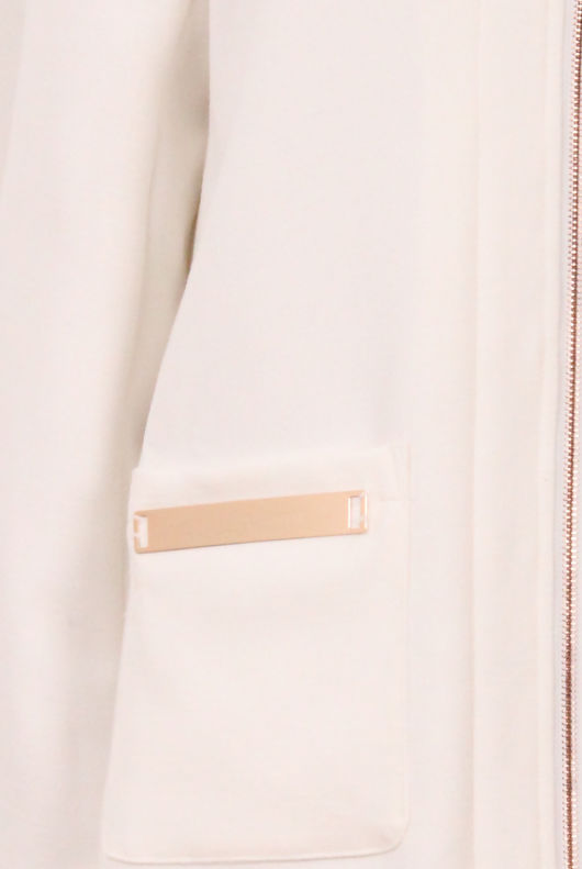 Cream Long Zipped Up Long Coat