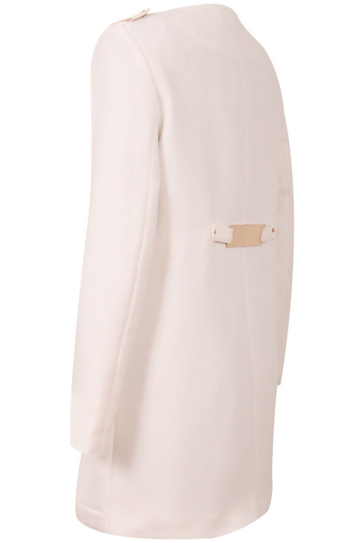 Cream Long Zipped Up Long Coat