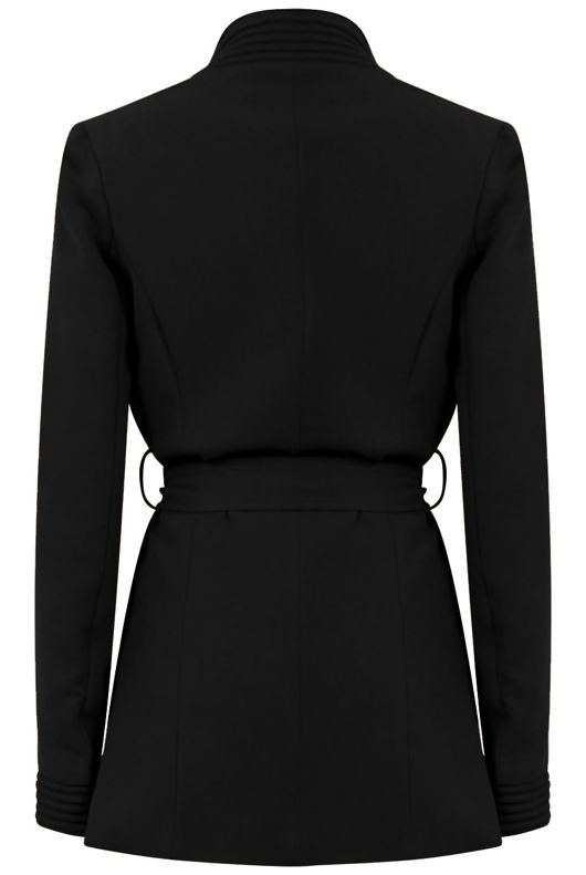 Black Coat With Wrap Front & Funnel Neck