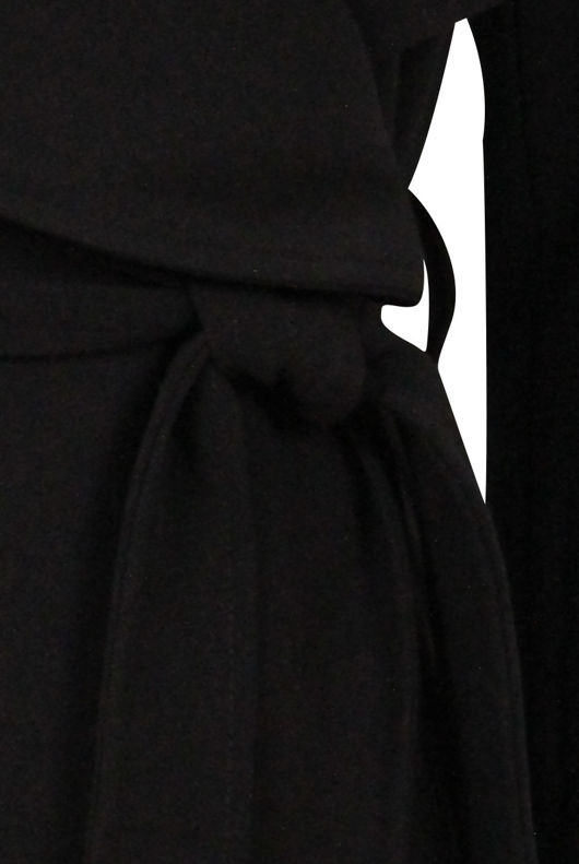 Black Coat With Wrap Front & Funnel Neck